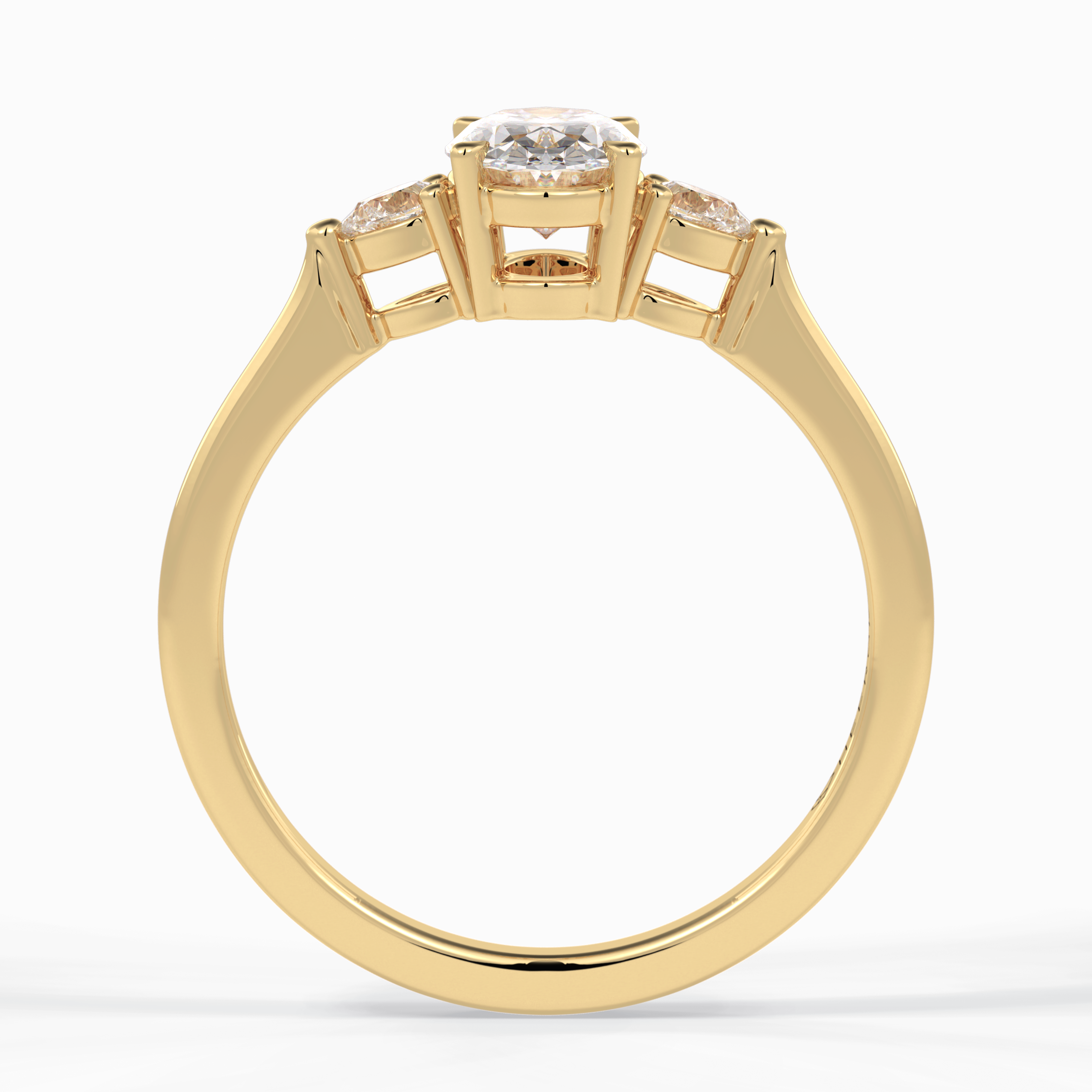 Starlight Trio Elegance 0.75 Carat Oval VS1 Lab-Grown Three Stone Engagement Ring in 18K Gold