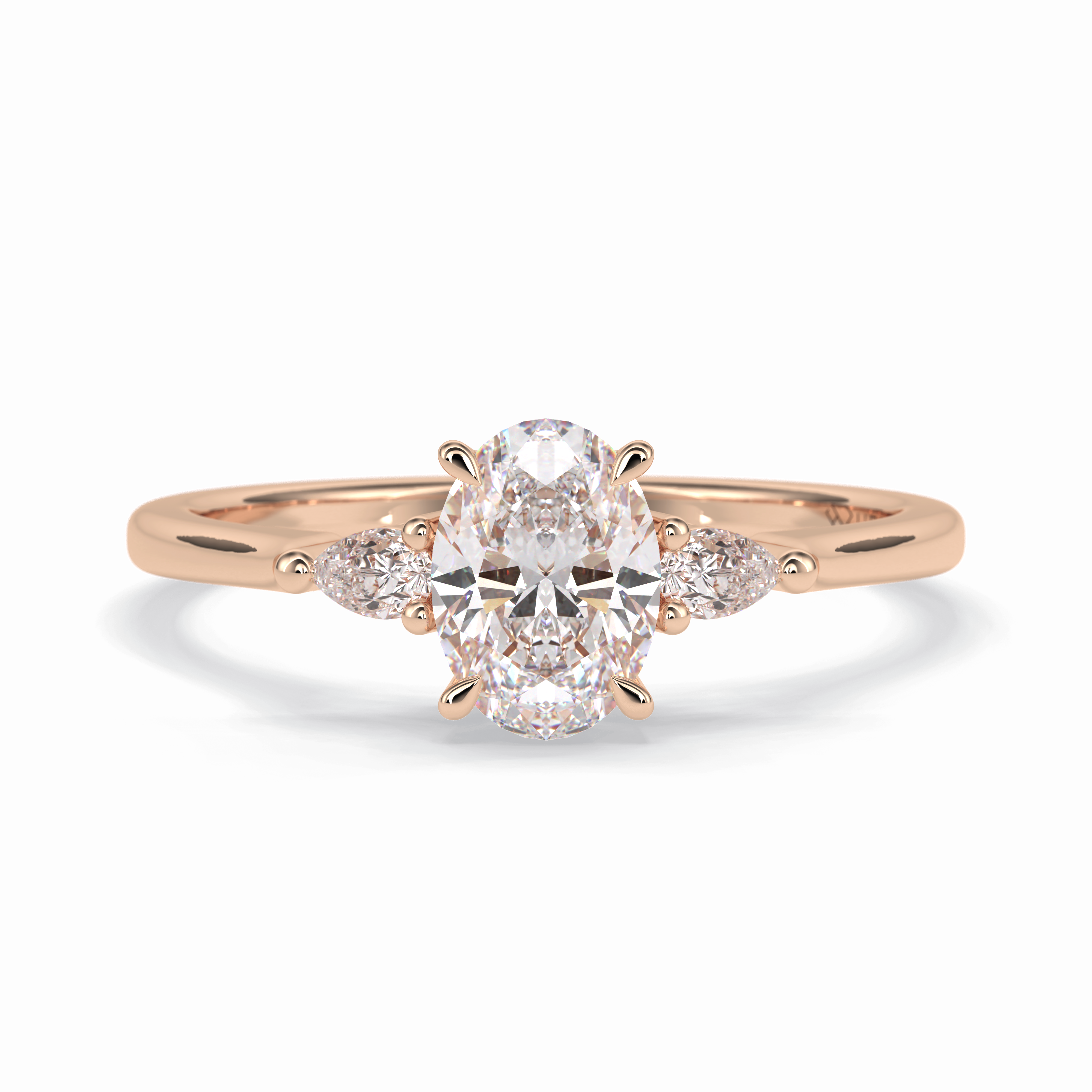 Starlight Trio Elegance 0.75 Carat Oval VS1 Lab-Grown Three Stone Engagement Ring in 18K Gold