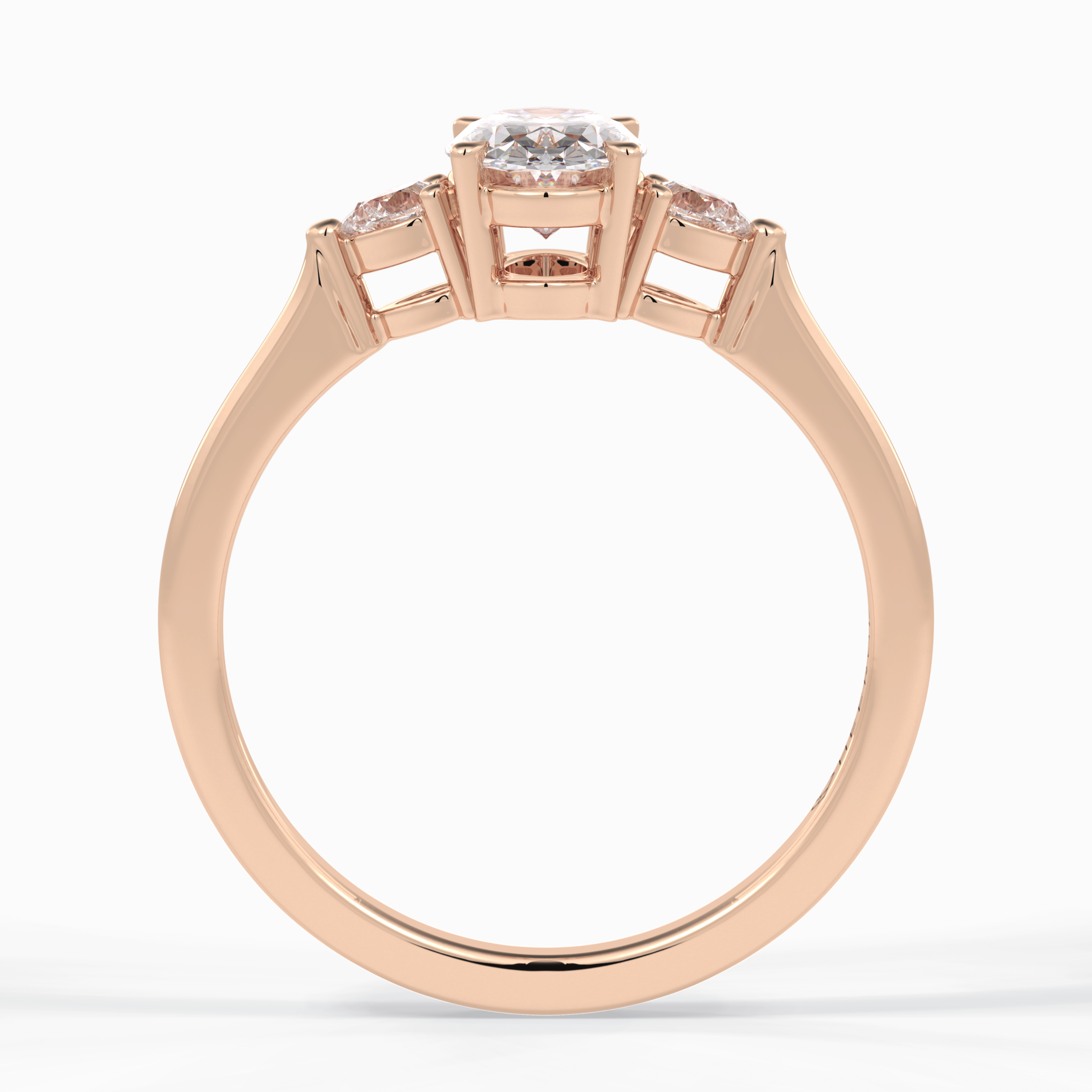 Starlight Trio Elegance 0.75 Carat Oval VS1 Lab-Grown Three Stone Engagement Ring in 18K Gold