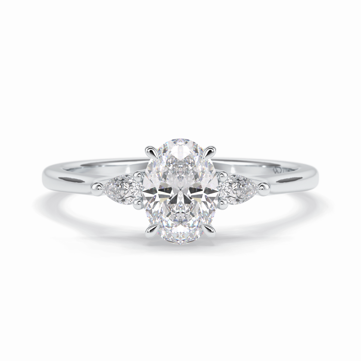 Starlight Trio Elegance 0.75 Carat Oval VS1 Lab-Grown Three Stone Engagement Ring in 18K Gold