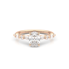 Starlit Grace 1 Carat Oval VS1 Lab-Grown Solitaire With Accents Engagement Ring in 18K Rose Gold