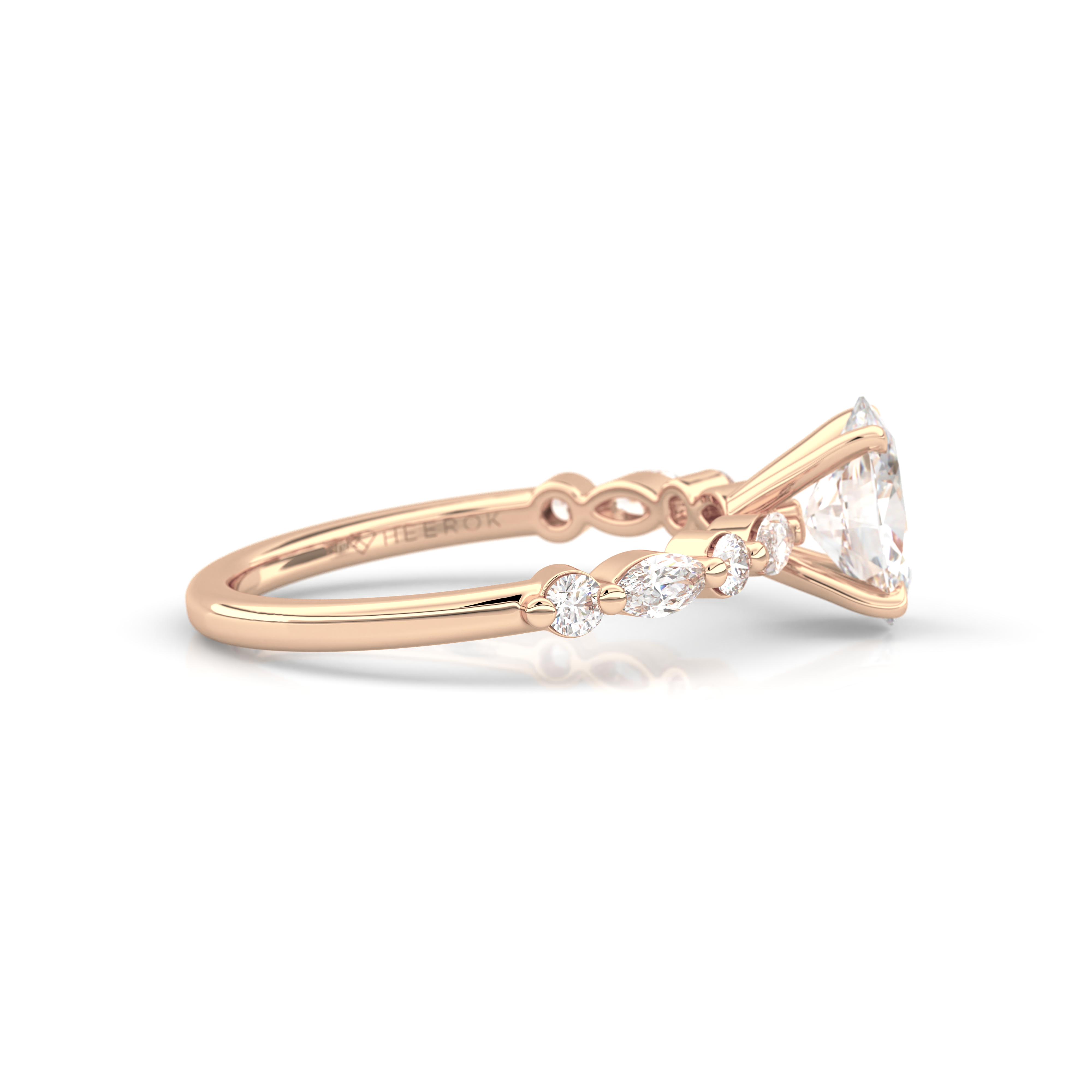 Starlit Grace 1 Carat Oval VS1 Lab-Grown Solitaire With Accents Engagement Ring in 18K Rose Gold