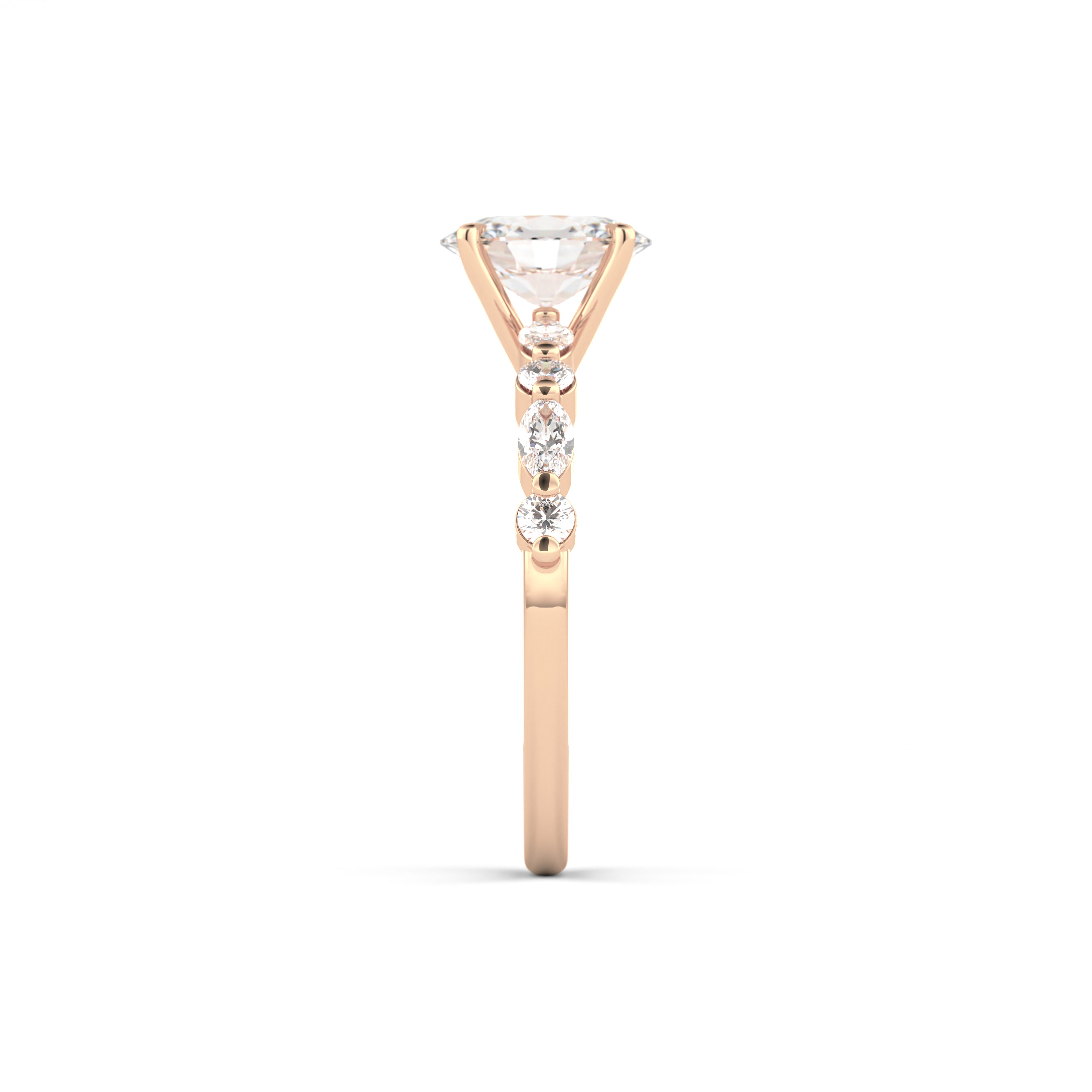 Starlit Grace 1 Carat Oval VS1 Lab-Grown Solitaire With Accents Engagement Ring in 18K Rose Gold