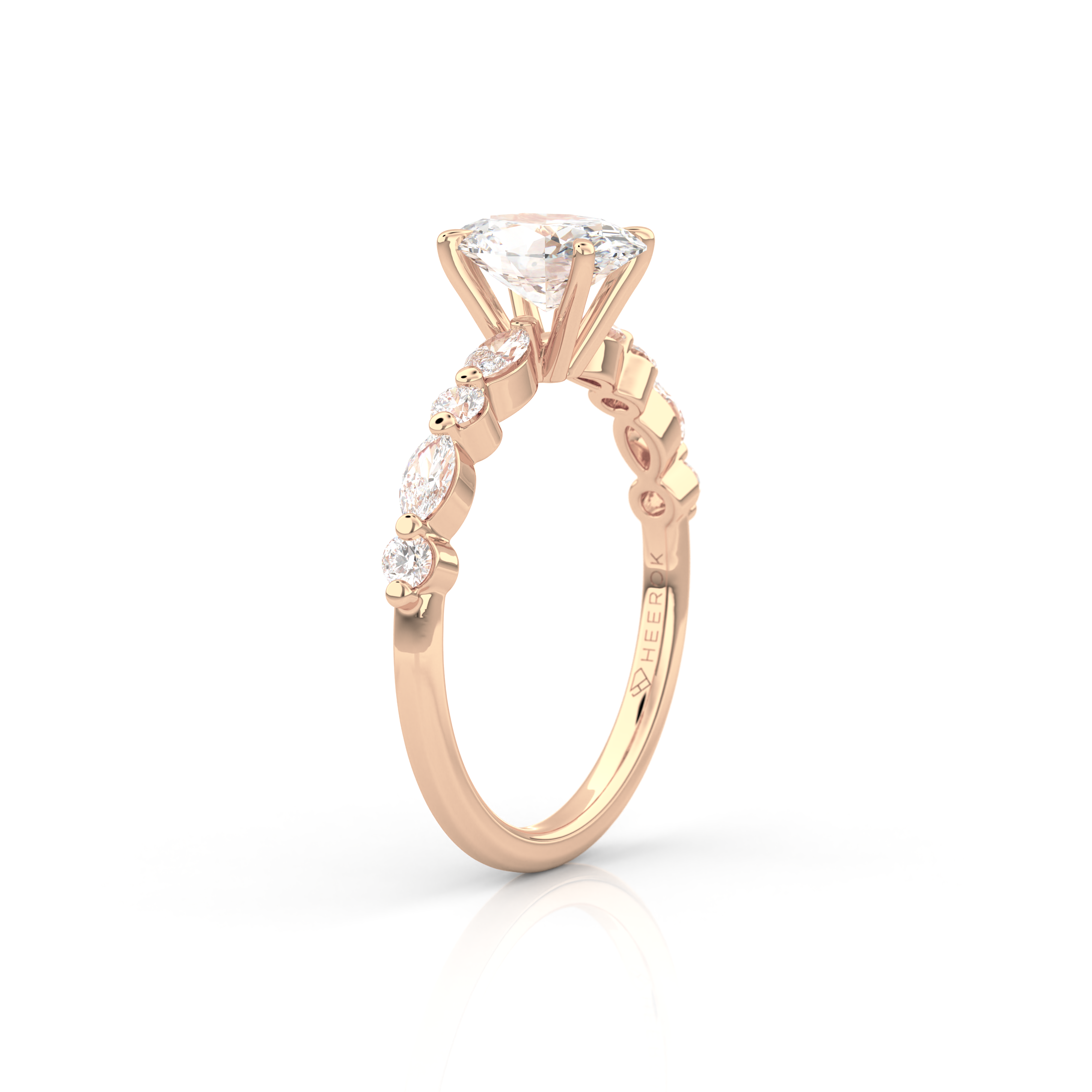 Starlit Grace 1 Carat Oval VS1 Lab-Grown Solitaire With Accents Engagement Ring in 18K Rose Gold