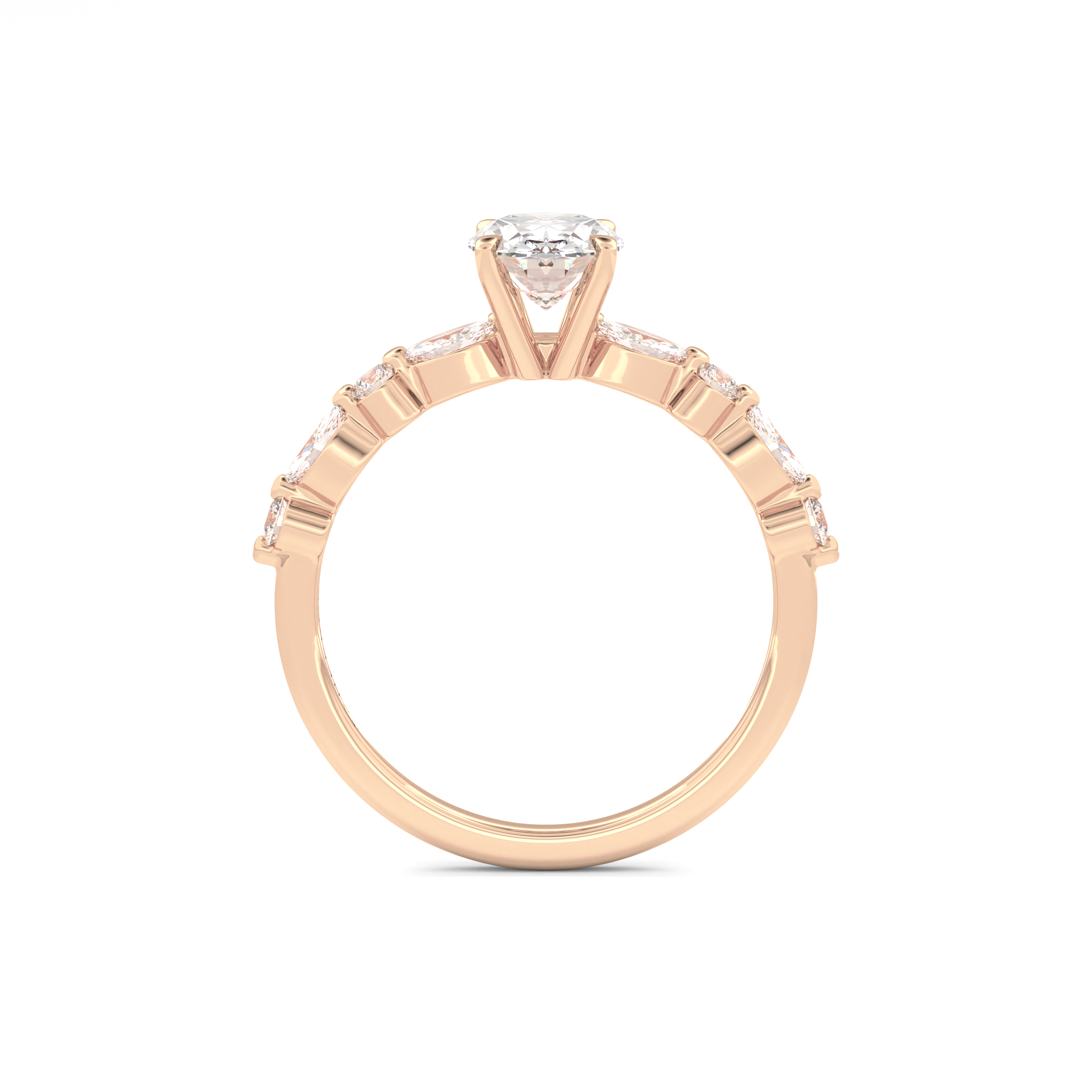 Starlit Grace 1 Carat Oval VS1 Lab-Grown Solitaire With Accents Engagement Ring in 18K Rose Gold