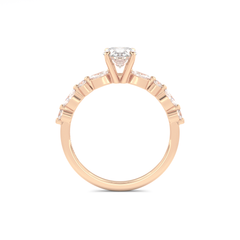 Starlit Grace 1 Carat Oval VS1 Lab-Grown Solitaire With Accents Engagement Ring in 18K Rose Gold
