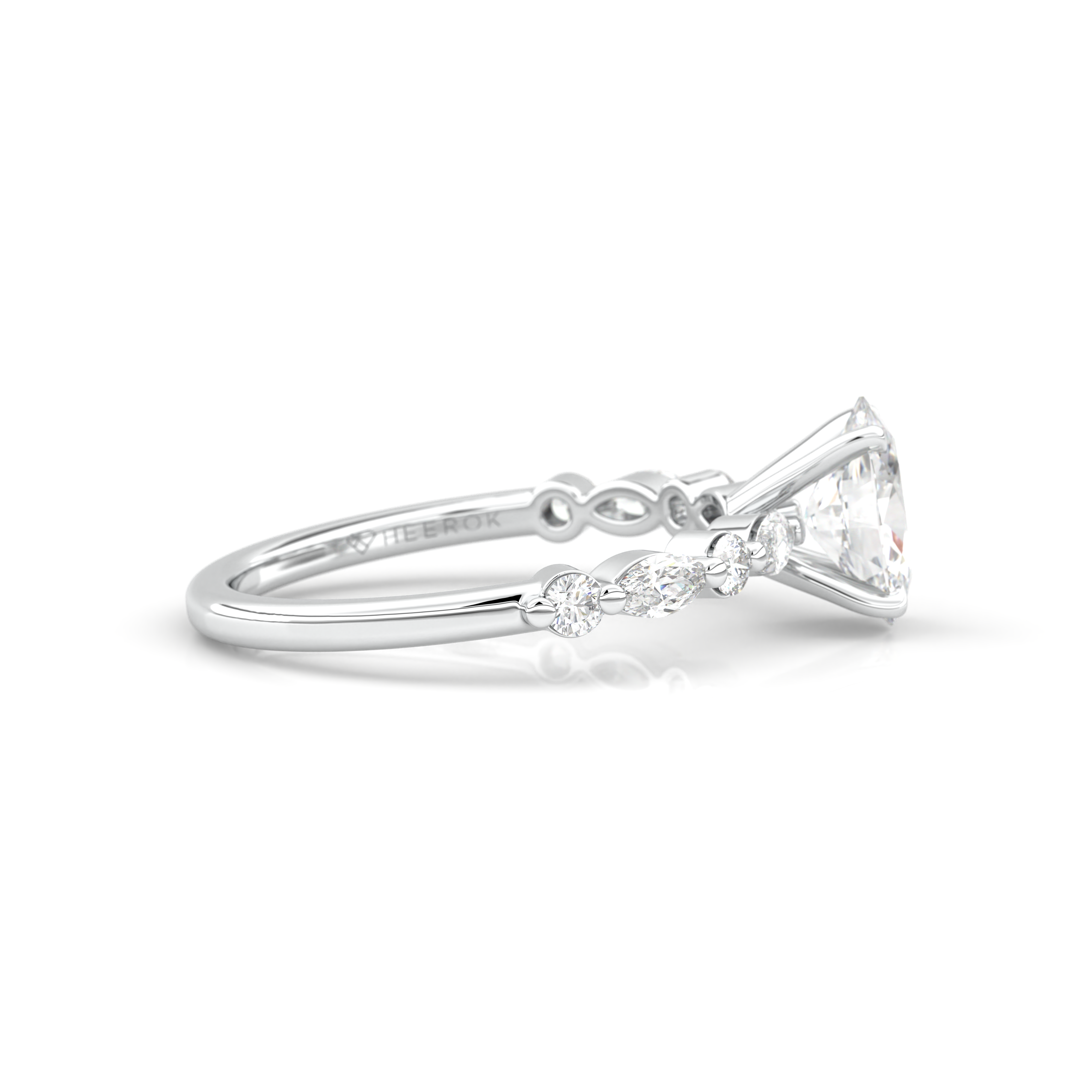 Starlit Grace 1 Carat Oval VS1 Lab-Grown Solitaire With Accents Engagement Ring in 18K White Gold