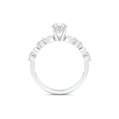 Starlit Grace 1 Carat Oval VS1 Lab-Grown Solitaire With Accents Engagement Ring in 18K White Gold