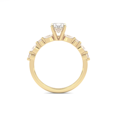 Starlit Grace 1 Carat Oval VS1 Lab-Grown Solitaire With Accents Engagement Ring in 18K Yellow Gold