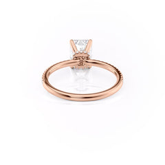 Stellar Prism 2.10 Carat VVS1 Lab-Grown Radiant Hidden Halo Pave Engagement Ring in 18K Rose Gold Back View