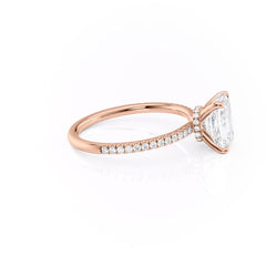 Stellar Prism 2.10 Carat VVS1 Lab-Grown Radiant Hidden Halo Pave Engagement Ring in 18K Rose Gold Side View