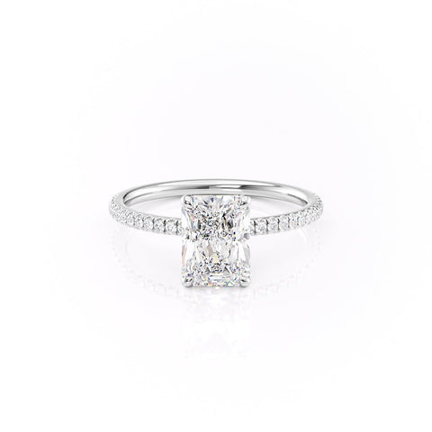 Lunare Prism 2.10 Carat VVS Lab-Grown Radiant Hidden Halo Pave Engagement Ring in 18K Gold