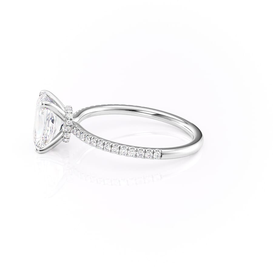 Stellar Prism 2.10 Carat VVS1 Lab-Grown Radiant Hidden Halo Pave Engagement Ring in 18K White Gold Left View