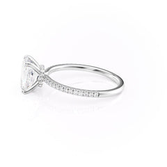 Stellar Prism 2.10 Carat VVS1 Lab-Grown Radiant Hidden Halo Pave Engagement Ring in 18K White Gold Left View