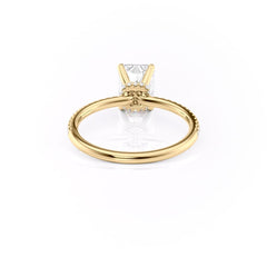 Stellar Prism 2.10 Carat VVS1 Lab-Grown Radiant Hidden Halo Pave Engagement Ring in 18K Yellow Gold Back View
