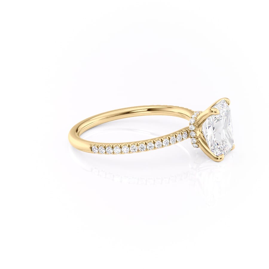 Stellar Prism 2.10 Carat VVS1 Lab-Grown Radiant Hidden Halo Pave Engagement Ring in 18K Yellow Gold Right View