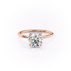 Stellar Round 2.50 Carat VVS1 Lab‑Grown Hidden Halo Engagement Ring in 18K Rose Gold Front View