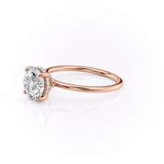 Stellar Round 2.50 Carat VVS1 Lab‑Grown Hidden Halo Engagement Ring in 18K Rose Gold Left Side View