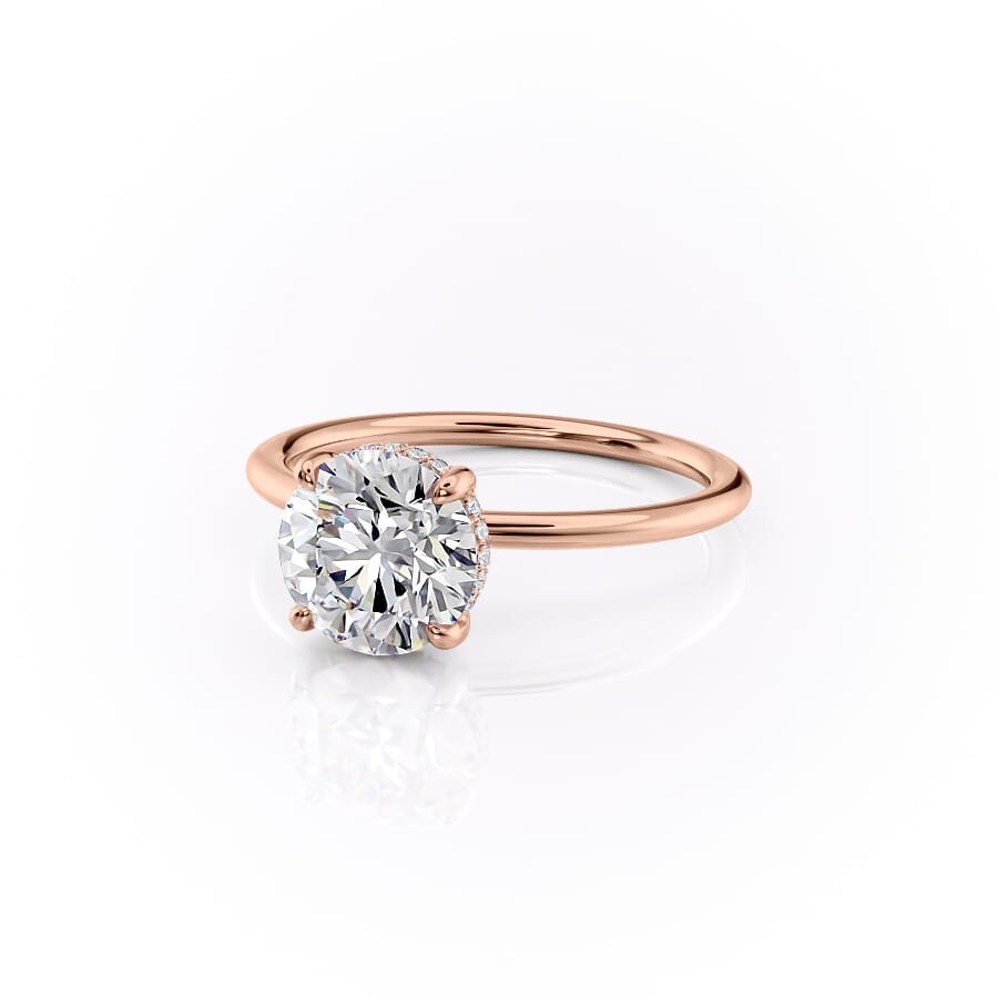 Stellar Round 2.50 Carat VVS1 Lab‑Grown Hidden Halo Engagement Ring in 18K Rose Gold Left View