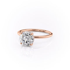 Stellar Round 2.50 Carat VVS1 Lab‑Grown Hidden Halo Engagement Ring in 18K Rose Gold Left View