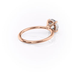 Stellar Round 2.50 Carat VVS1 Lab‑Grown Hidden Halo Engagement Ring in 18K Rose Gold Right Side Cross View