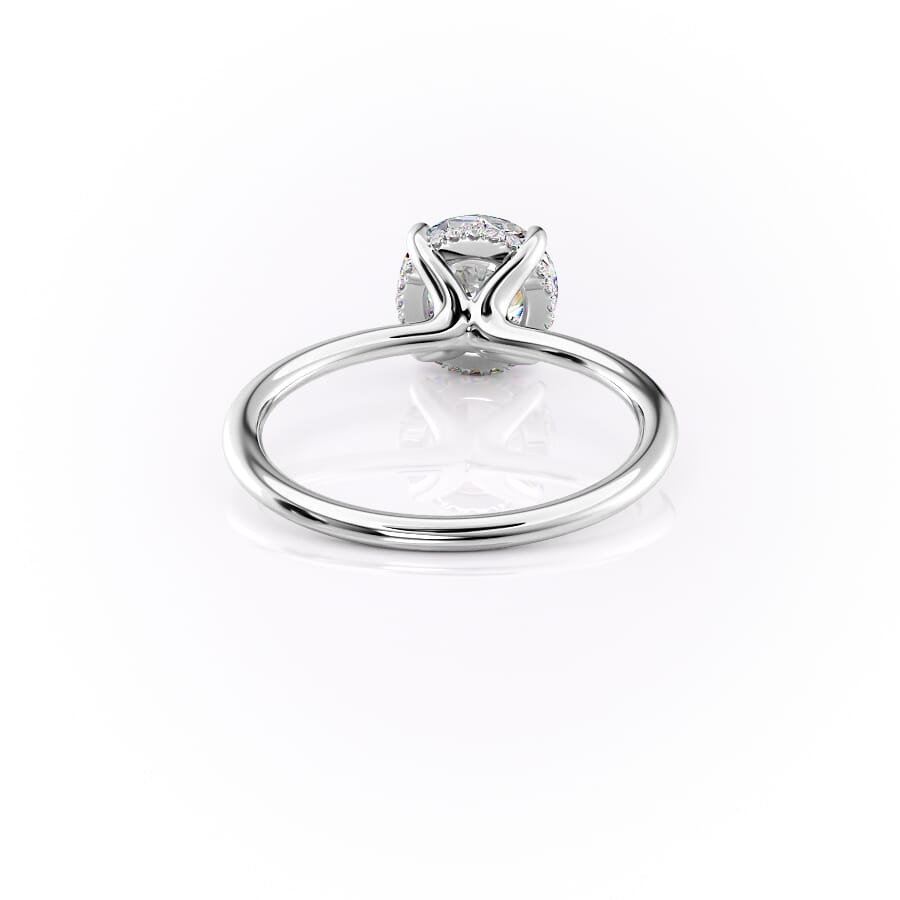 Stellar Round 2.50 Carat VVS1 Lab‑Grown Hidden Halo Engagement Ring in 18K White Gold Back View