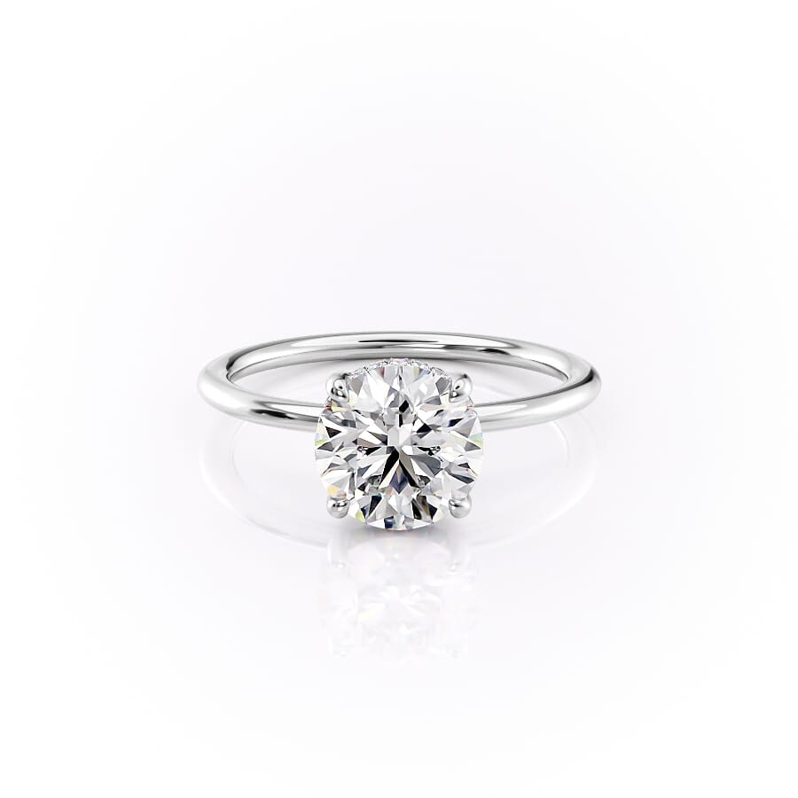 Stellar Round 2.50 Carat VVS1 Lab‑Grown Hidden Halo Engagement Ring in 18K White Gold Front View