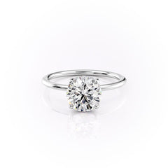Stellar Round 2.50 Carat VVS1 Lab‑Grown Hidden Halo Engagement Ring in 18K White Gold Front View