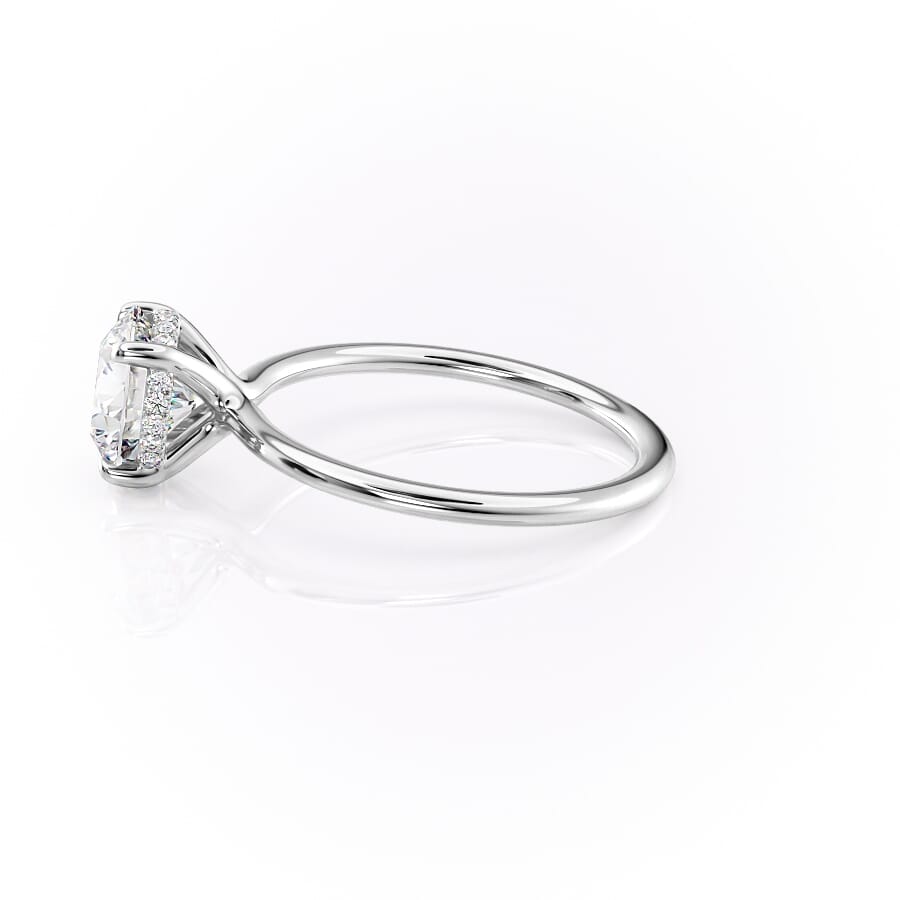 Stellar Round 2.50 Carat VVS1 Lab‑Grown Hidden Halo Engagement Ring in 18K White Gold Left Side Cross View