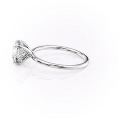Stellar Round 2.50 Carat VVS1 Lab‑Grown Hidden Halo Engagement Ring in 18K White Gold Left Side Cross View