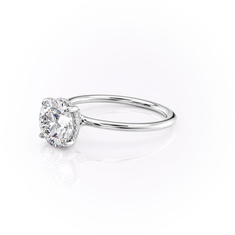 Stellar Round 2.50 Carat VVS1 Lab‑Grown Hidden Halo Engagement Ring in 18K White Gold Left Side View