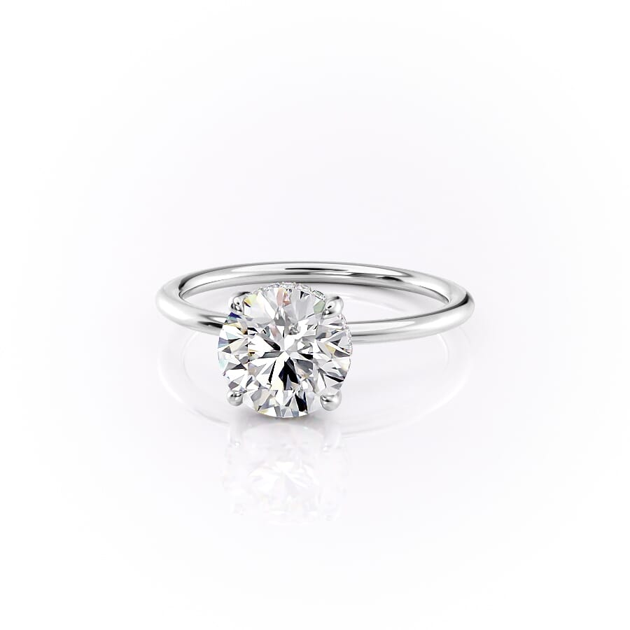 Stellar Round 2.50 Carat VVS1 Lab‑Grown Hidden Halo Engagement Ring in 18K White Gold Left View