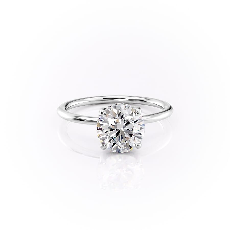 Stellar Round 2.50 Carat VVS1 Lab‑Grown Hidden Halo Engagement Ring in 18K White Gold Right View