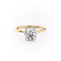 Stellar Round 2.50 Carat VVS1 Lab‑Grown Hidden Halo Engagement Ring in 18K Yellow Gold Front View