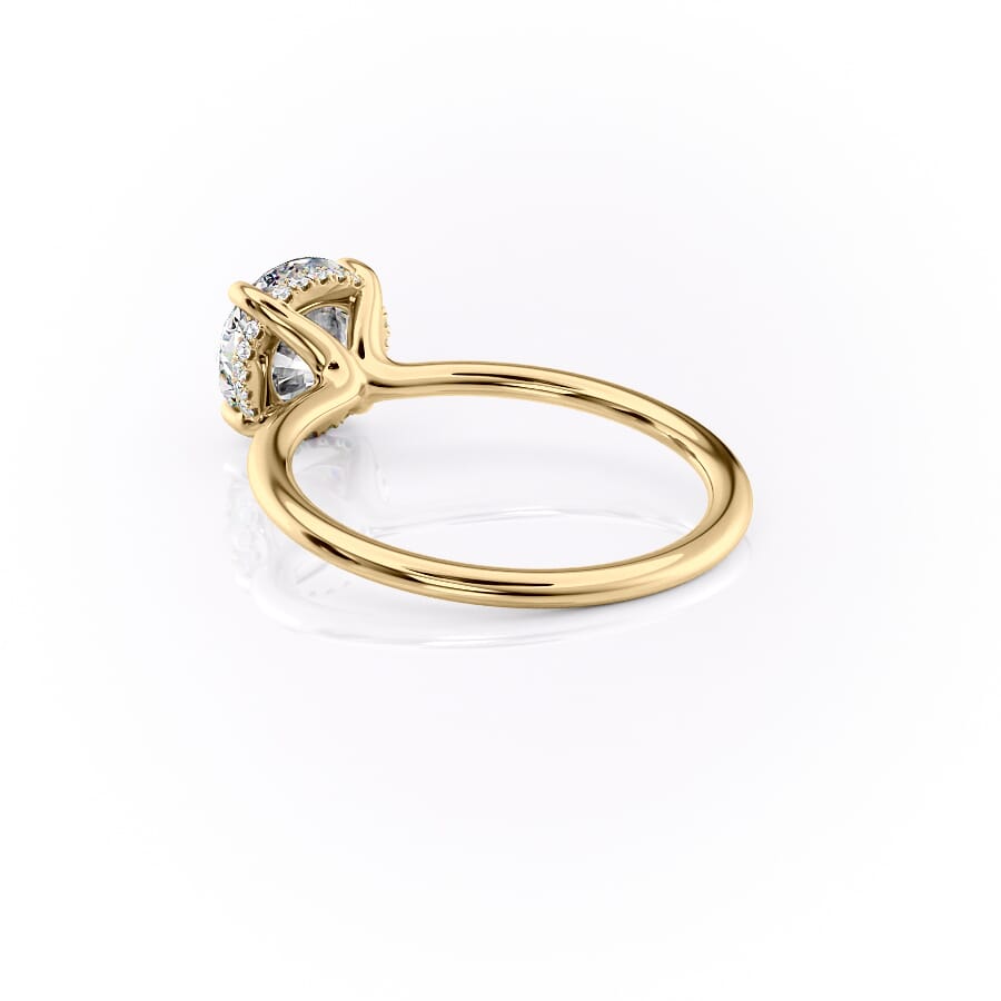 Stellar Round 2.50 Carat VVS1 Lab‑Grown Hidden Halo Engagement Ring in 18K Yellow Gold Left Side Cross View
