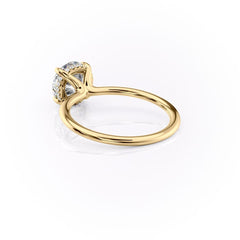 Stellar Round 2.50 Carat VVS1 Lab‑Grown Hidden Halo Engagement Ring in 18K Yellow Gold Left Side Cross View