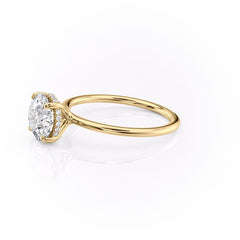 Stellar Round 2.50 Carat VVS1 Lab‑Grown Hidden Halo Engagement Ring in 18K Yellow Gold Left Side View