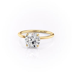 Stellar Round 2.50 Carat VVS1 Lab‑Grown Hidden Halo Engagement Ring in 18K Yellow Gold Left View