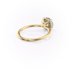 Stellar Round 2.50 Carat VVS1 Lab‑Grown Hidden Halo Engagement Ring in 18K Yellow Gold Right Side Cross View