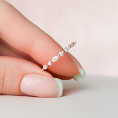 Stellar VVS1 Lab-Grown Half-Eternity Wedding Ring in 18K Rose Gold Closeup View