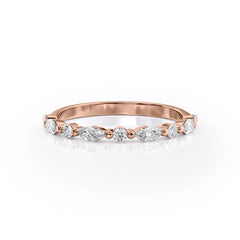 Stellar VVS1 Lab-Grown Half-Eternity Wedding Ring in 18K Rose Gold Front View
