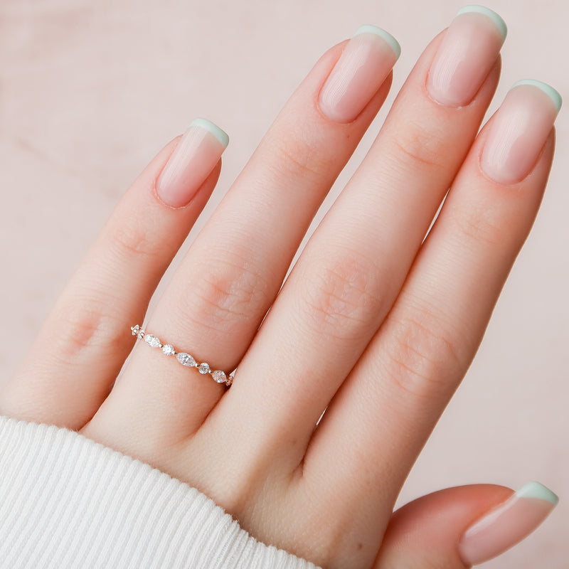 Stellar VVS1 Lab-Grown Half-Eternity Wedding Ring in 18K Rose Gold Hand View