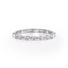Stellar VVS1 Lab-Grown Half-Eternity Wedding Ring in 18K White Gold Front View