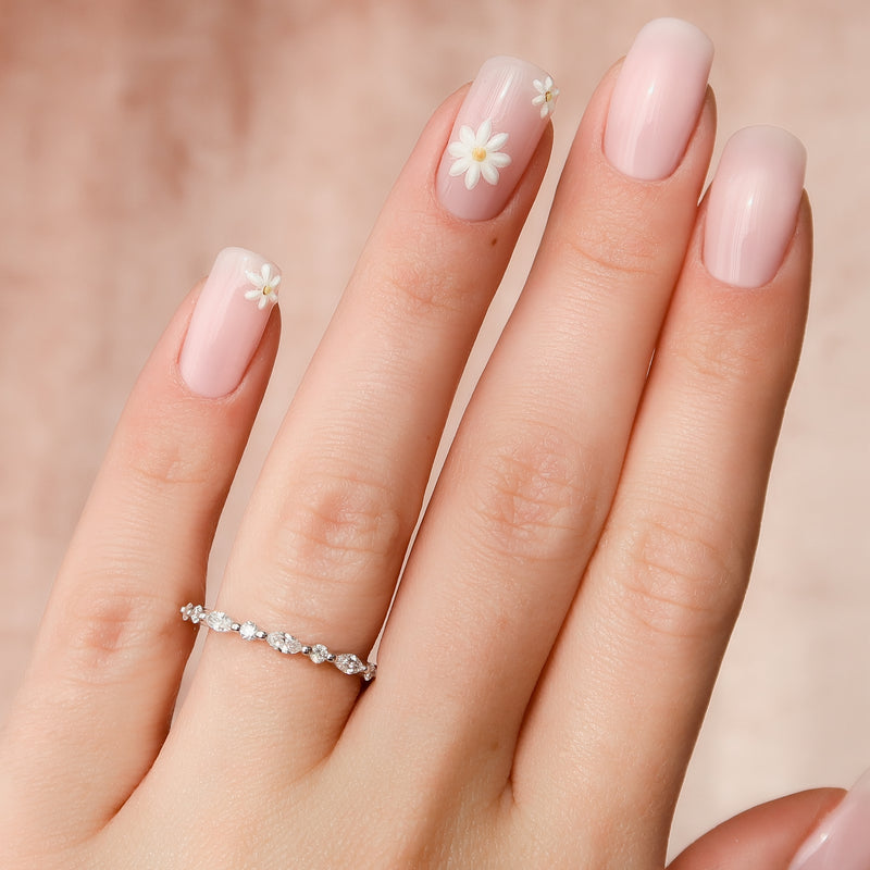 Stellar VVS1 Lab-Grown Half-Eternity Wedding Ring in 18K White Gold Hand View