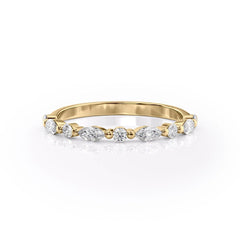 Stellar VVS1 Lab-Grown Half-Eternity Wedding Ring in 18K Yellow Gold Front View