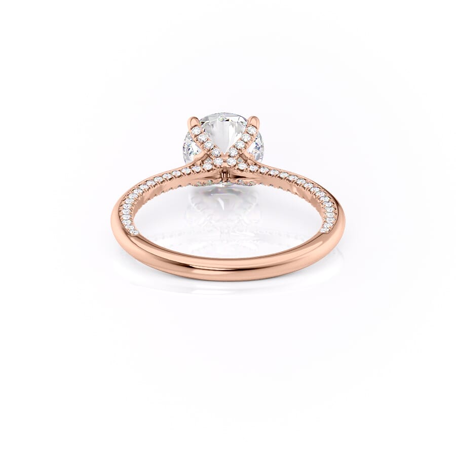 Stellar Whisper 2 Carat VVS1 Lab-Grown Round Solitaire With Accents Engagement Ring in 18K Rose Gold Back View