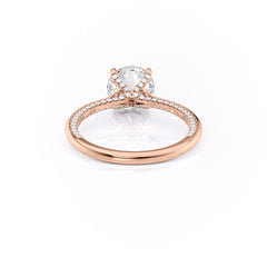 Stellar Whisper 2 Carat VVS1 Lab-Grown Round Solitaire With Accents Engagement Ring in 18K Rose Gold Back View