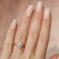 Stellar Whisper 2 Carat VVS1 Lab-Grown Round Solitaire With Accents Engagement Ring in 18K Rose Gold Finger View