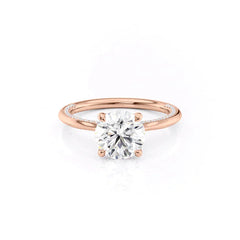 Stellar Whisper 2 Carat VVS1 Lab-Grown Round Solitaire With Accents Engagement Ring in 18K Rose Gold Front View
