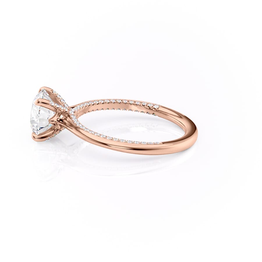 Stellar Whisper 2 Carat VVS1 Lab-Grown Round Solitaire With Accents Engagement Ring in 18K Rose Gold Front View